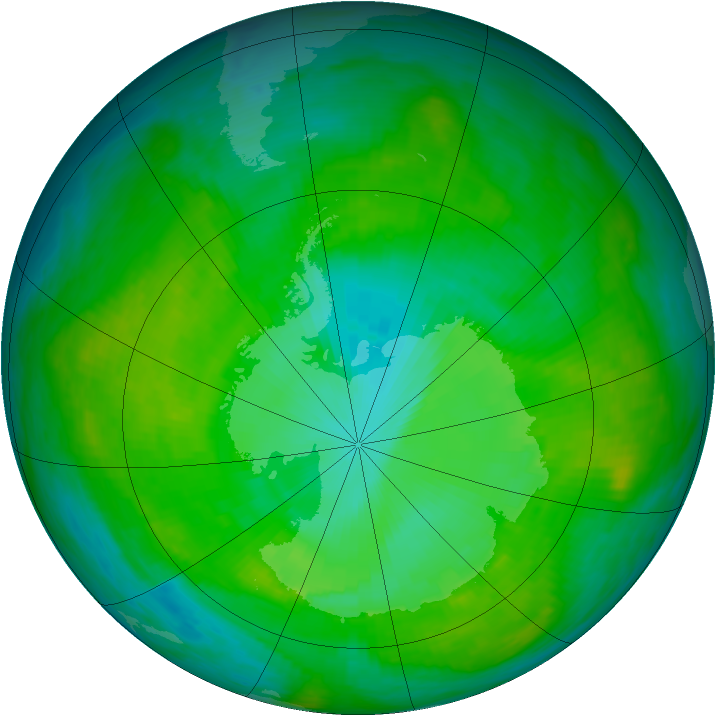 Antarctic ozone map for 04 January 1989